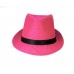 Fedora Straw Hat - Fuchsia - HT-1188FS